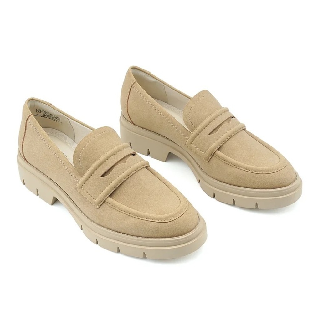 Jenn Ardor Beige Brown Tan Luxury Preppy Chunky Penny Loafers Lug Sole Size 11 - Picture 4 of 8